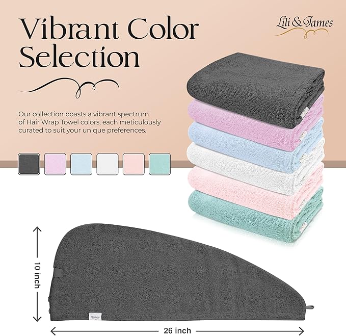 Cotton Towel Wrap for Women/Kids | Quick Dry, Soft & Absorbent 420-GSM Wrap With Double Button | Anti Frizz, Non Microfiber Turbans for Curly, Long & Thick Hair (White+Grey)