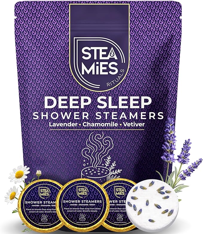 STEAMIES Shower Steamers Aromatherapy Deep Sleep 15 Pack – Premium Lavender Essential Oils Tablets with Chamomile & Vetiver, Relaxation & Stress Relief – Mothers Day Gifts for Mom, Gifts for Women