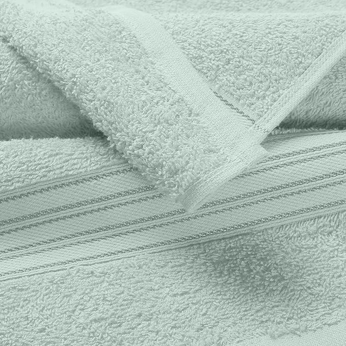 BOUTIQUO 100% Cotton 2 Pack Bath Towel Set 28x55, Eco-Friendly Large Bath Towels, Compact Quickdry Lightweight Soft & Highly Absorbent Bath Towel, Ideal for Everyday Gym Travel Camp Pool - Sea Green