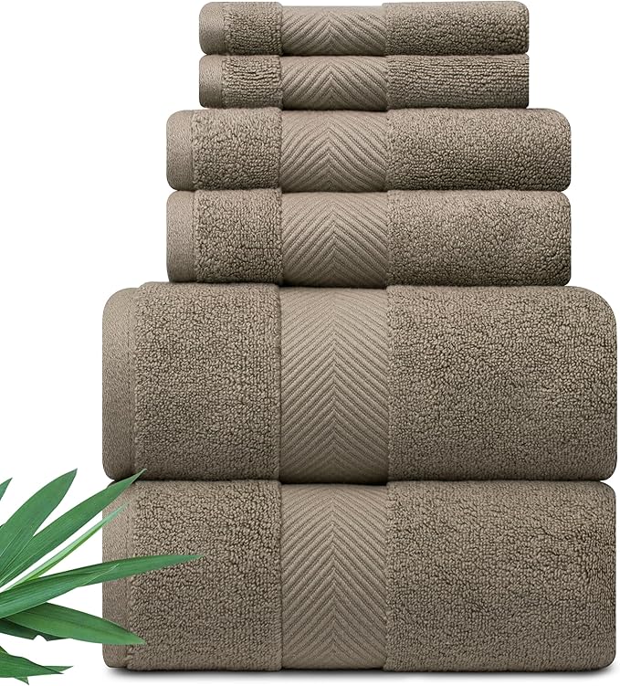 Alusa Home Ultra Soft & Plush Viscose from Bamboo Bath Towels - 700 GSM Luxury Bath Towels - 6 Piece Set - Super Absorbent & Quick Drying (Taupe)