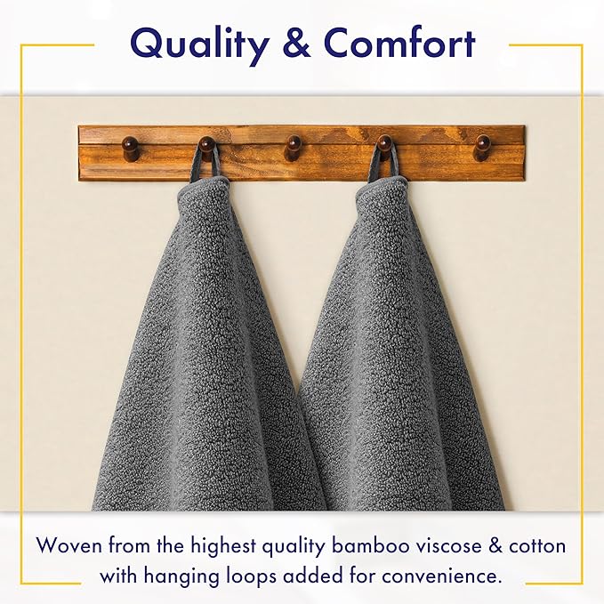 Alusa Home Ultra Soft & Plush Viscose from Bamboo Bath Towels - 700 GSM Luxury Bath Towels - 6 Piece Set - Super Absorbent & Quick Drying (Granite Grey)
