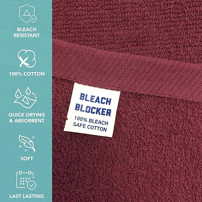 Arkwright Bleach Resistant Salon Towels Bulk - 100% Cotton Hair Towels, Soft, Absorbent, Quick Dry Spa & Barber Towels for Hair Stylist, Nail Salon & Esthetician, 16 x 28, Burgundy (Case of 144)