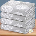 Grey Pattern Bath Towels, 4PC 28"x 52" - 100% Cotton | Lightweight | Absorbent, Quick Dry Bath Towel, Grey Decorative Bath Towels for Bathroom, Damask Jacquard Shower Towel Gift Set, Gray and White