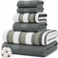 Modern Threads Pax 6-Piece Reversible Yarn Dyed Jacquard Towel Set - Bath Towels, Hand Towels, & Washcloths - Super Absorbent & Quick Dry - 100% Combed Cotton, Ivy