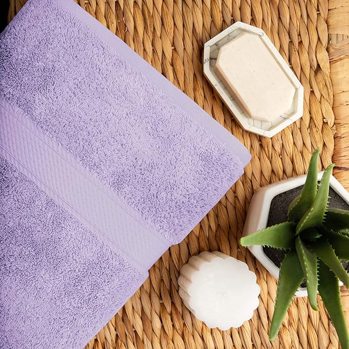Superior Egyptian Cotton Pile 10 Piece Towel Set, Includes 2 Bath, 4 Hand, 4 Face Towels/ Washcloths, Ultra Soft Luxury Towels, Thick Plush Essentials, Guest Bath, Spa, Hotel Bathroom, Purple