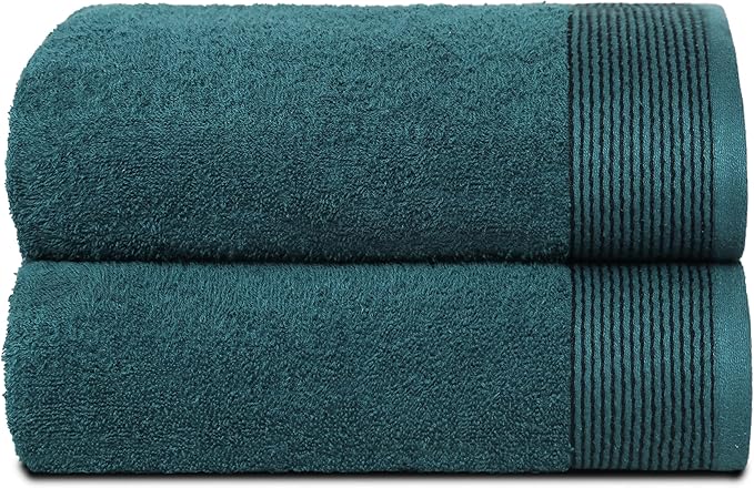 Belizzi Home Ultra Soft 2 Pack Oversized Bath Towel Set 28x55 inches, 100% Cotton Large Bath Towels, Ultra Absorbant Compact Quickdry & Lightweight Towel, Ideal for Gym Travel Camp Pool - Teal