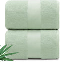 Alusa Home Ultra Soft & Plush Viscose from Bamboo Bath Sheets - 700 GSM Pack of 2 - Extra Large 70x35 in - Super Absorbent & Quick Drying (Eucalyptus Green)