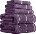 Lavish Home 6 Piece Bathroom Towels Set - 525GSM 100% Cotton Bathroom Essentials - 2 Bath Sheets, 2 Hand Towels, and 2 Wash Cloths for Bath, Shower, Gym, Spa, and Dorm Room (Eggplant)