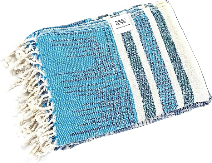 Turkish Bath Towel 100% Cotton, Hamman, Eco-Friendly Quick Dry Travel Sauna Spa Beach Pool (35 x 70 inches) Soft Absorbent, Picnic, Peshtemal Towels (Blue Arrow)
