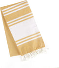 Goroly Home Cotton Turkish Peshtemal Beach Towel, Extra Large, Thin Quick Dry Sand Free Pool & Swim Towel, Bathing Blanket, Travel Essentials, (Mustard, 36x71 Inches)