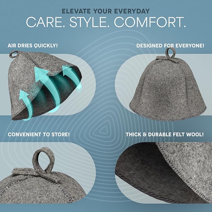 LifePro Wool Sauna Hat - Traditional Russian Banya Hat for Men and Women, Indoor and Infrared Sauna Accessories, Protects from Overheating & Hair Damage, Felt Wool Cap