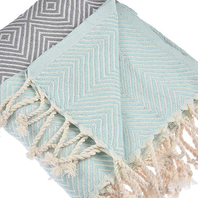 Personalized Embroidered Beach Towel | Throw Blanket, Easy Carry, Sand Free, Highly Absorbent, Quick Dry, Turkish Towels for Camping Bath Sauna Beach Gym Pool Yoga SPA by Lahammam, Design, Aqua