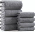 sakano Microfiber Bath Towel Set Ultra Soft Absorbent Speedy Drying Fade Resistant, 4 Bath Towels and 4 Hand Towels, Perfect for Family Bathroom, Gym, and Spa Use - Dark Grey