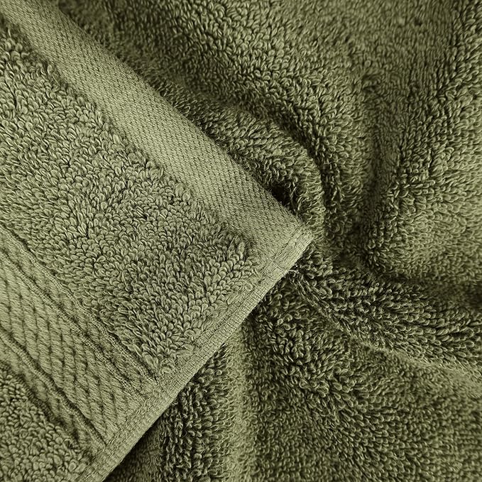 Superior Egyptian Cotton Pile 8 Piece Towel Set, Includes 2 Bath, 2 Hand, 4 Face Towels/ Washcloths, Ultra Soft Luxury Towels, Thick Plush Essentials, Guest Bath, Spa, Hotel Bathroom, Forest Green