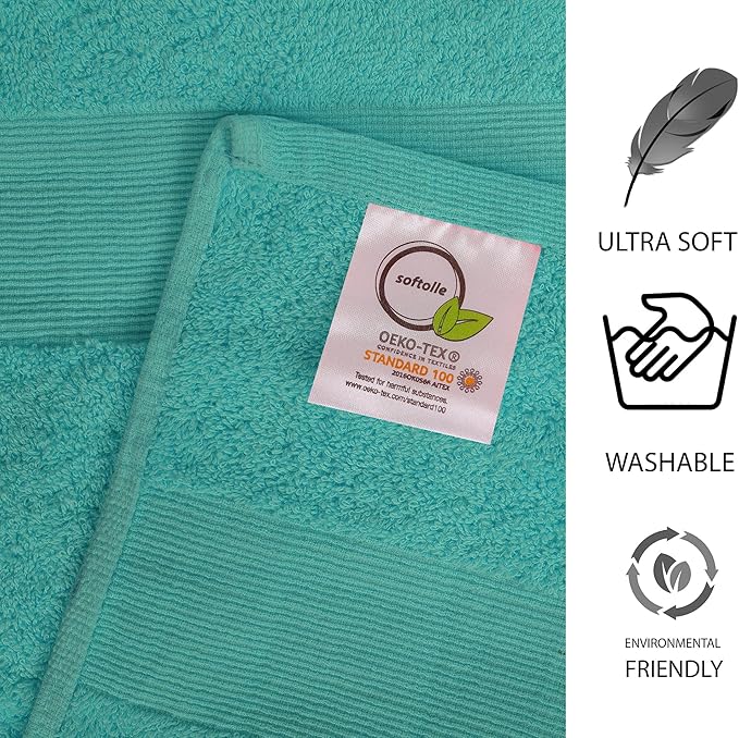 Softolle 100% Cotton Luxury Bath Sheets - Pack of 2 (35" x 70") | Super Soft, Quick-Dry & Highly Absorbent Towels for Bathroom, Home, Spa & Gym (Turquoise)