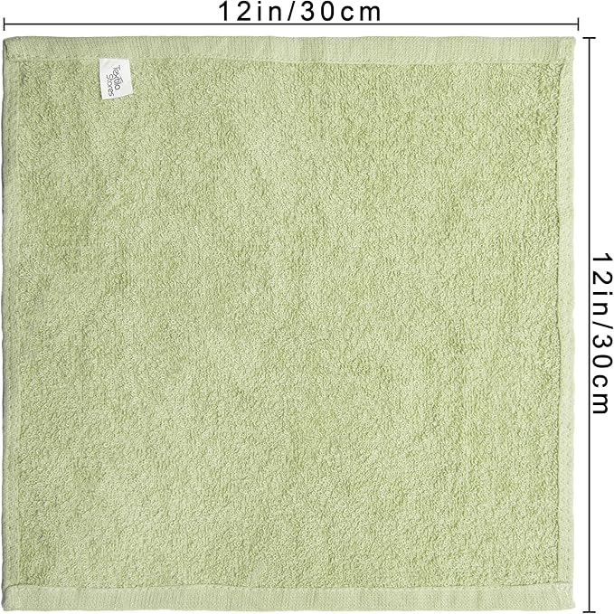Basic Wash Cloths 12x12 Inches – Bulk Pack of 24 – Sage Green Color – Soft and Absorbent Multipurpose Cotton Washcloths for Bathroom, Spa, Gym, Salon, Hotel, and Everyday Use