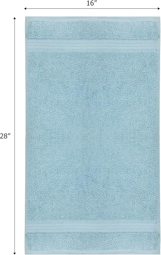 Cotton Craft - 6 Pack - Ultra Soft Extra Large Hand Towels 16x28 Light Blue - 100% Pure Ringspun Cotton - Luxurious Rayon trim - Ideal for Daily Use - Each Towel Weighs 6 Ounces