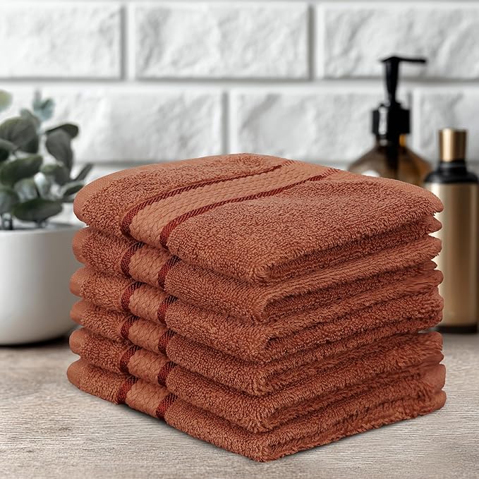 COTTON CRAFT Ultra Soft Washcloths - 12 Pack Luxury Washcloths - 100% Cotton Plush Absorbent 580 GSM Face Towels - Machine Washable Quick Dry Durable Wash Cloth Set - Bathroom Spa Gym Skincare - Mocha
