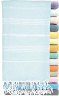 Ray Silver Turkish Beach Towel – 100% Cotton 40x71 Quick Dry Oversized Sand Free Lightweight Blanket for Travel Camping Bath Sauna Pool Gym Yoga (1pc - S-Turquoise)