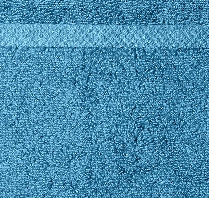 Amazon Basics 8-Pack Lightweight Quick-Dry Hand Towels, 100% Cotton, 28" x 16", Lake Blue