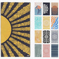 FESHKA Sand Proof Turkish Beach Towel – Oversized, Quick Dry & Lightweight Travel Towel - 100% Organic Cotton Beach Blanket - Perfect for Bath, Pool & Picnic | Golden Hour (Yellow/Navy)