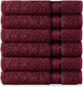 COTTON CRAFT Ultra Soft Hand Towels - 6 Pack 100% Cotton Face Towels - Absorbent Quick Dry Everyday Luxury Hotel Bathroom Kitchen Spa Gym Shower Pool Picnic Dorm - Plush 580 GSM - 16x28 - Burgundy