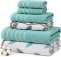 Modern Threads Natural Vine 6-Piece 100% Cotton Towel Set – Yarn Dyed Jacquard – Includes 2 Bath Towels, 2 Hand Towels, 2 Washcloths – Absorbent, Quick Dry, Soft & Durable – Aqua