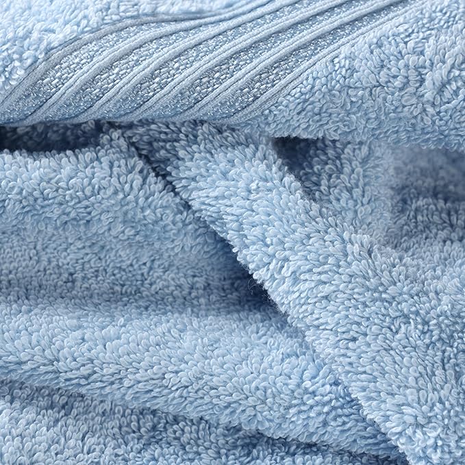 Superior Egyptian Cotton 12-Piece Towel Set, Assorted Towels for Home Bathroom, Guest Bath Decor Essentials, Includes 4 Bath, 4 Hand, 4 Face Towels/Washcloths, Quick Dry, Absorbent - Light Blue