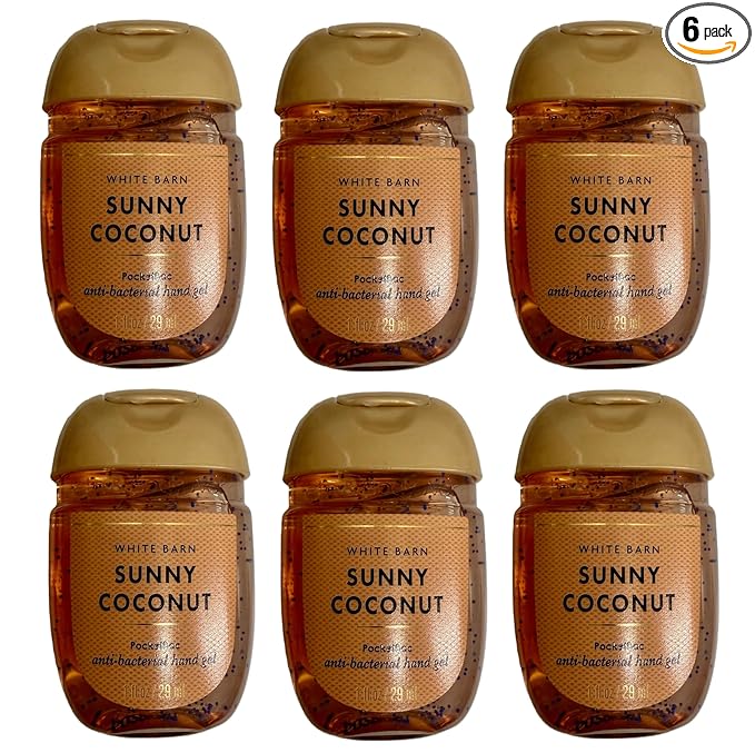 Bath and Body Works Classic and Seasonal Scents Pocketbac Gel Sanitizers - Pack of 6-1 oz each (Sunny Coconut)