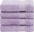 Cotton Paradise 100% Cotton Turkish Washcloth Set for Bathroom, 4 Piece Soft Absorbent Small Towels Wash Rags, Lilac