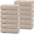 Linteum Textile Supply Luxury Hair Towels 100% Ring Spun Cotton Towel for Women, Men, Kids | 20x40 inches Quick Dry Towels for Gym, Beauty, Spa, Salon | Pack of 12 | Taupe | Superior Soft Touch