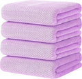 4 Pack Bath Towel Set, Waffle Bath Towel Set, Microfiber Super Soft Highly Absorbent, Sturdy Quick Drying Towels for Bathroom, Gym, Sports, Yoga (4 Piece 27" x 55", 4Purple)