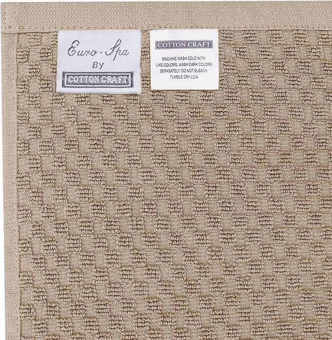 COTTON CRAFT Waffle 6 Piece Towel Set - 100% Cotton - 2 Oversized Luxury Euro Spa Waffle Weave Large Bath Towels, 2 Hand Towels, 2 Washcloths - Absorbent Quick Dry Hotel Bathroom Shower Pool - Linen