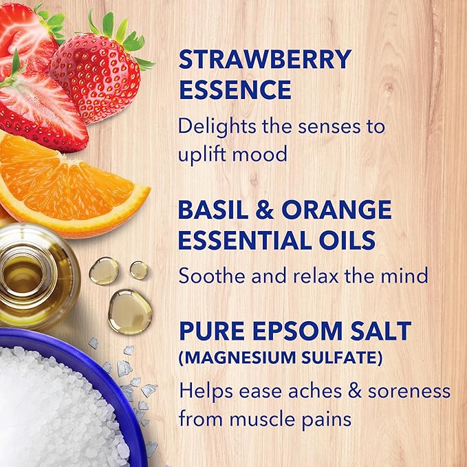 Dr Teal's Epsom Salt Magnesium Soak, Strawberry Serenade with Basil & Orange, 3 lbs (Pack of 2)