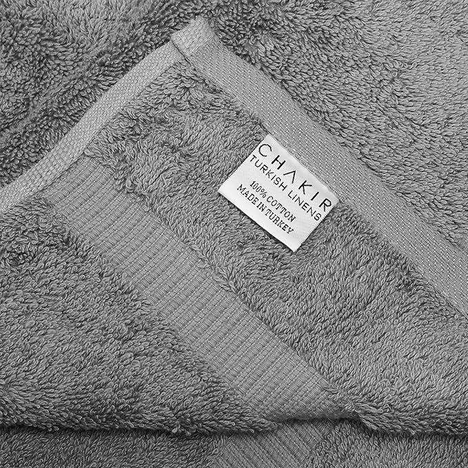 Chakir Turkish Linens 100% Cotton Premium Turkish Towels for Bathroom | 30'' x 60'' Large Bath Towels (4 Piece, Gray)
