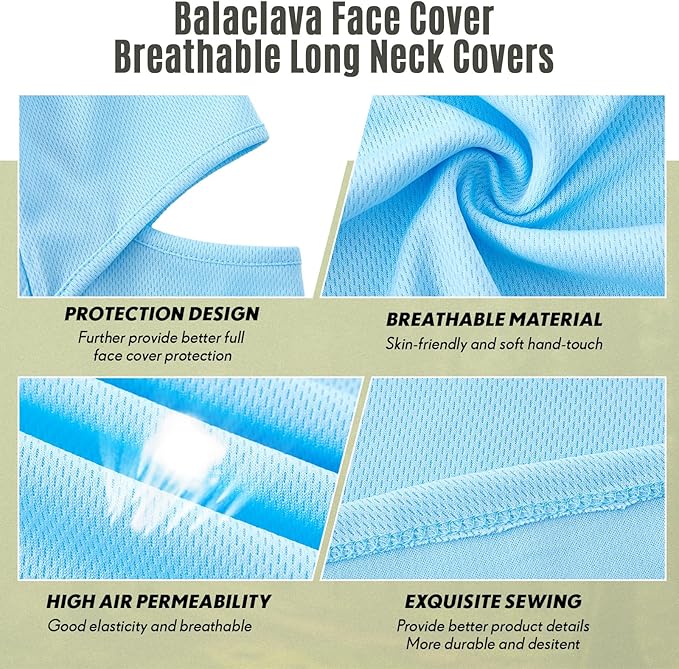 SATINIOR 3 Piece Balaclava Face Cover Sun Protection Neck Cover Summer Balaclava Motorcycle Face Mask for Men Women