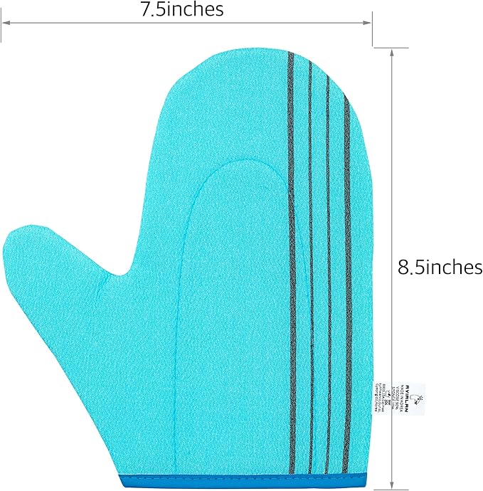 Exfoliating Glove Korean Skin Care Body wash loofah face Lip Body Scrub Dry Brushing Body Brush Foot Back Scrubber scrubbing Bathing Sponge Black Head Remover Gloves (SkyBlue)