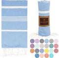 Beach Towel 100% Cotton Turkish Beach Towel Adult 38x70 Inch Pre-washed Absorbent Extra Large|Sand Free Quick Dry BathTowels|Lightweight Blanket|Travel Cruise Camping Spa Gym Yoga Towel|Airy Blue