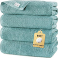 SEMAXE 4 Piece Blue Bath Towel Set for Bathroom, 100% Cotton Bath Towels with Hanging Loop, 55 x 27 Inch, Soft Absorbent & Quick Dry, for Home