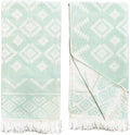 RAY SILVER Aztec Turkish Hand Towels Set of 2 100% Cotton Peshtemal Soft Feel 18 x 36Inches Light Weight Travel Camping Bath Sauna Beach Gym Pool Blanket Quick Dry Oversized Towel