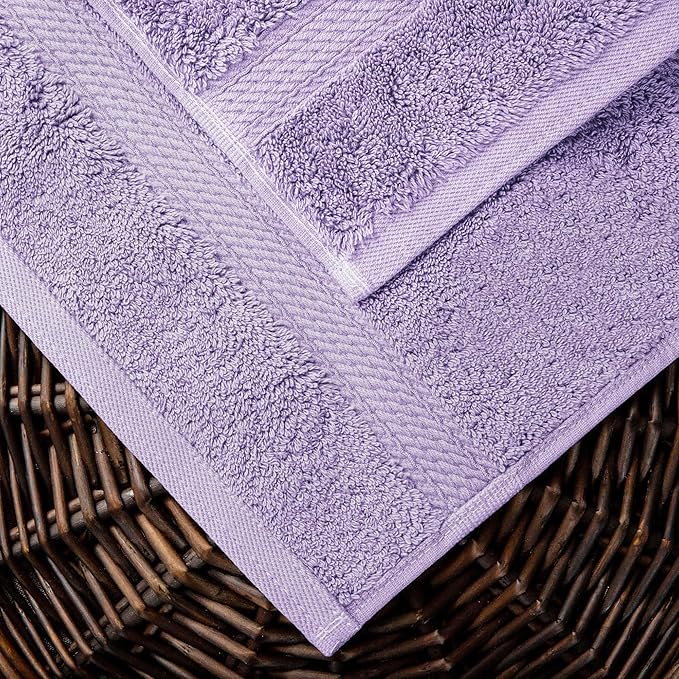 Superior Egyptian Cotton Pile 10 Piece Towel Set, Includes 2 Bath, 4 Hand, 4 Face Towels/ Washcloths, Ultra Soft Luxury Towels, Thick Plush Essentials, Guest Bath, Spa, Hotel Bathroom, Purple