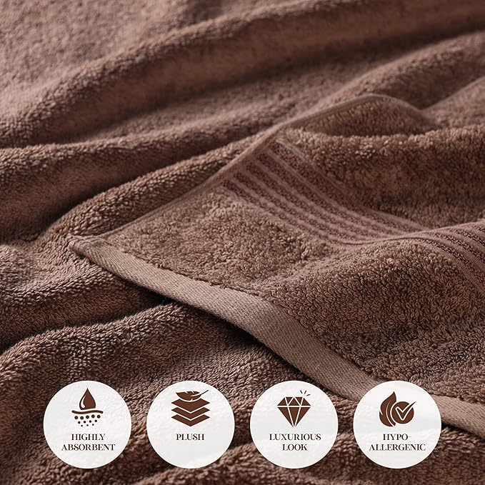 Superior Egyptian Cotton 9-Piece Towel Set, Assorted Towels for Home Bathroom, Guest Bath Decor Essentials, Includes 3 Bath, 3 Hand, 3 Face Towels/Washcloths, Quick Dry, Absorbent - Mocha