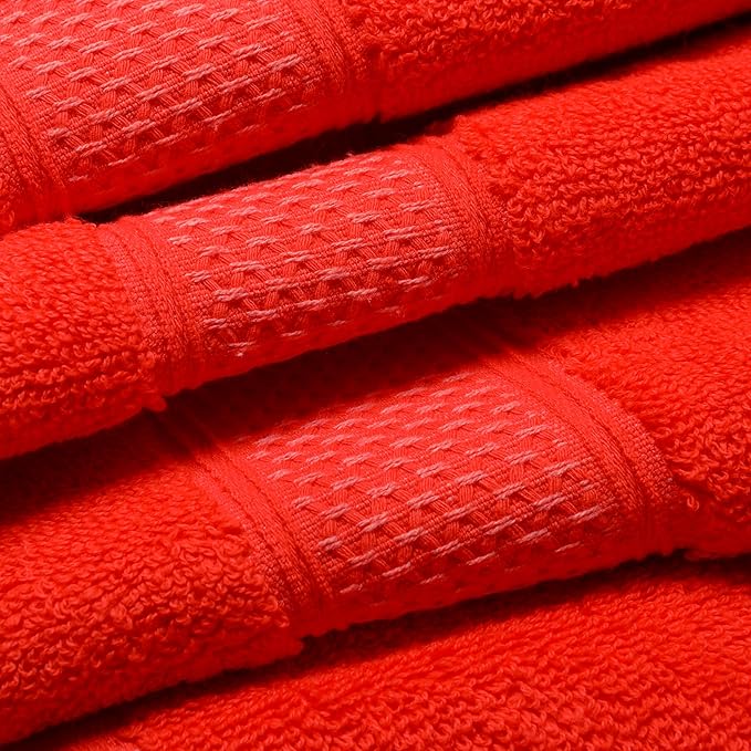 Cotton Bath Towels Set, 2-Piece Set(27x55 Inches) Super Absorbent Quick Drying, Soft,Suitable for Bathroom, spas, Gyms,Gift(White,Watermelon Red)