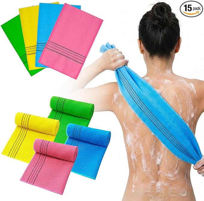 4 Pcs Korean Exfoliating Washcloth with 4 Pcs Korean Exfoliating Mitt, Gentle Exfoliating Korean Scrubber, Large Korean Washcloth Exfoliating, Colorful Korean Body Scrubber for Cleaning Skin