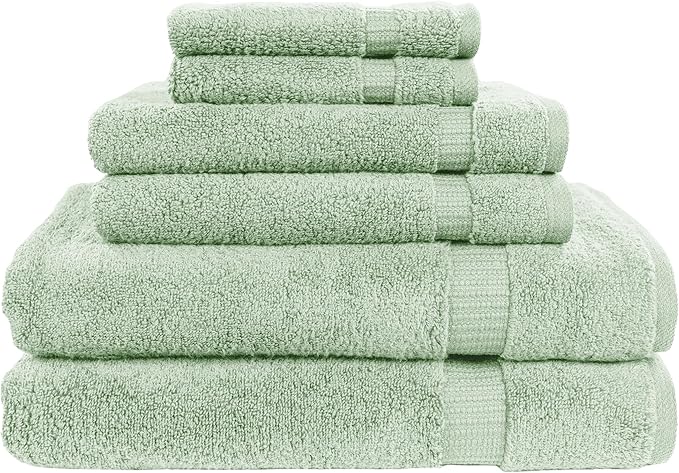 MyPillow My Towel 6 Piece Set - Premium Cotton Soft Absorbent Towels, 2 Bath Towels, 2 Hand Towels, 2 Wash Cloths [6 Piece Set, Seafoam]