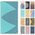 FESHKA Sand Proof Turkish Beach Towel – Oversized, Quick Dry & Lightweight Travel Towel - 100% Organic Cotton Beach Blanket - Perfect for Bath, Pool & Picnic | Big Fish (Teal/Turquoise)