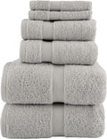 Lavish Home 6 Piece Towel Set - 550 GSM 100% Cotton Bathroom Accessories - 2 Bath Sheets, 2 Hand Towels, and 2 Wash Cloths - Soft and Absorbent Bathroom Set for Shower, Gym, Dorm, and Spa (Gray)