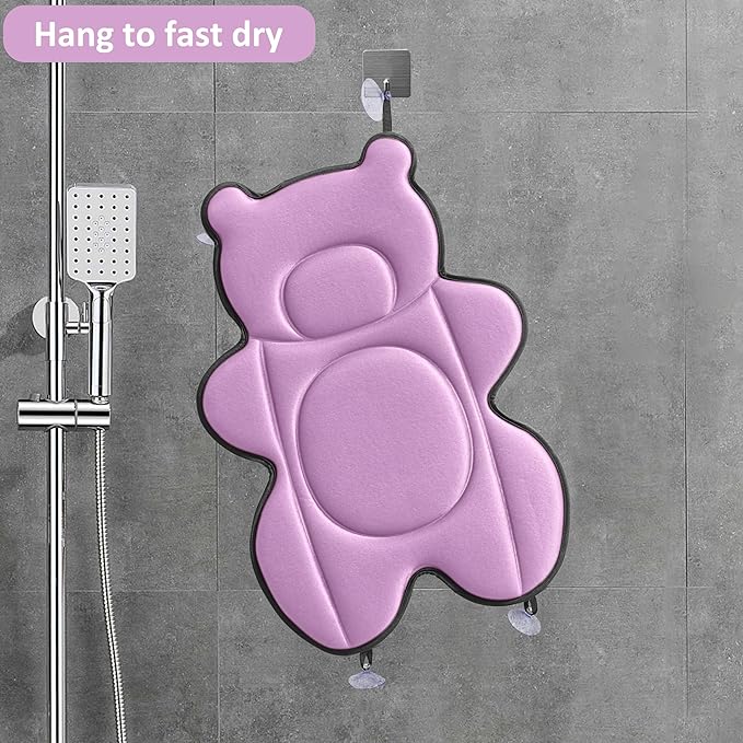 Infant Baby Bath Cushion,Fits Inside Most Baby Bathtubs, Breathable Soft Baby Bath Support Seat,Baby Bath Pad Bath Pillow for Bathtub,Newborn Bath Mat with 4 Suction Cups (Pink)