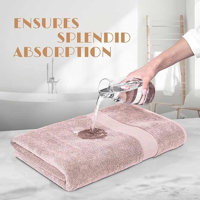 White Classic Wealuxe Pink Bath Towels 24x50 Inch, Cotton Towel Set for Bathroom, Hotel, Gym, Spa, Soft Extra Absorbent Quick Dry 6 Pack