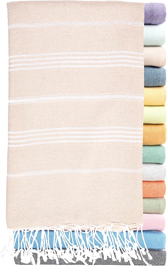 Ray Silver Turkish Beach Towel – 100% Cotton 40x71 Quick Dry Oversized Sand Free Lightweight Blanket for Travel Camping Bath Sauna Pool Gym Yoga (1pc - S-Nude)